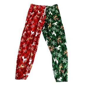 Women's Rudolph The Rednosed Reindeer Fleece Red Green Joggers Pants M